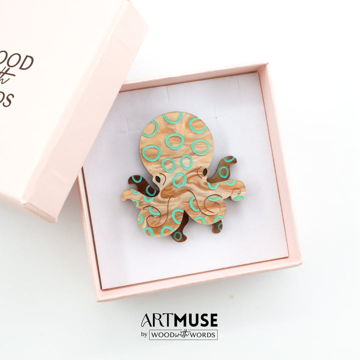 Blue Ringed Octopus Brooch