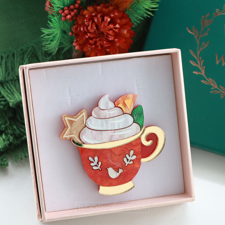 Orange Hot Chocolate Brooch