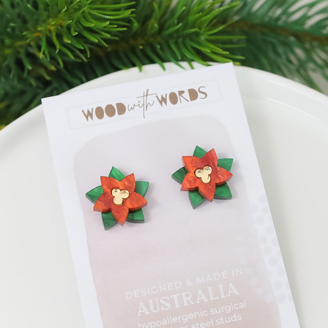 Poinsettia earrings deals