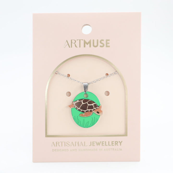 Loggerhead Turtle Seaweed Necklace Pendant
