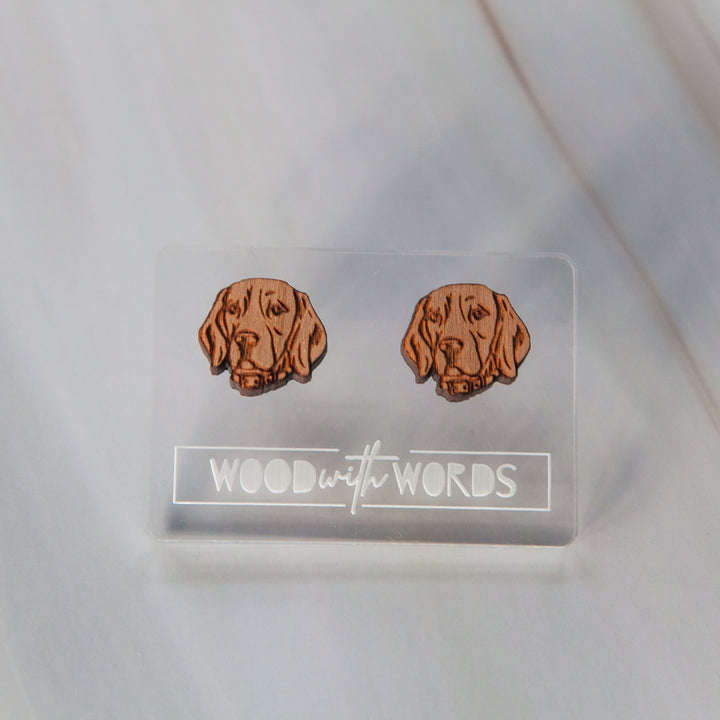 Beagle Wooden Stud Earrings
