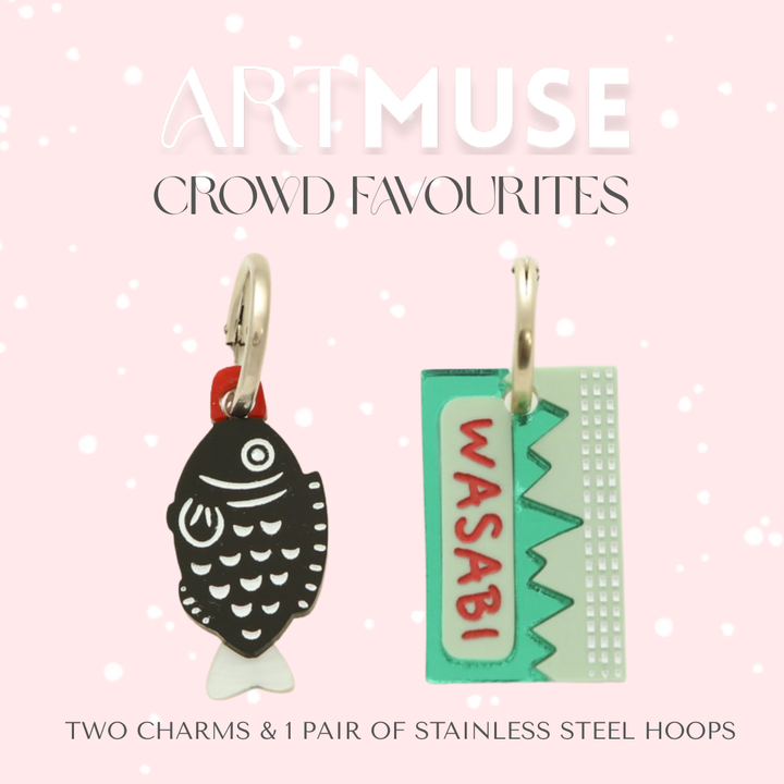 Fish Soy Sauce x Wasabi ARTMUSE Charm + Hoops