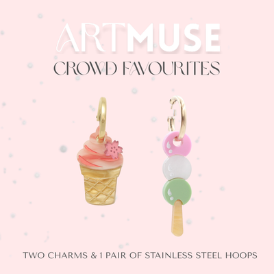 Sakura Ice Cream x Dango ARTMUSE Charm + Hoops