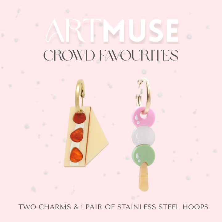 Strawberry Sando x Dango ARTMUSE Charm + Hoops