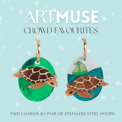 Loggerhead Turtle ARTMUSE Charms + Hoops