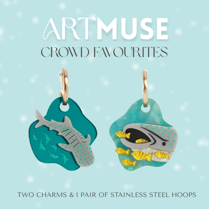 Whale Shark ARTMUSE Charm + Hoops