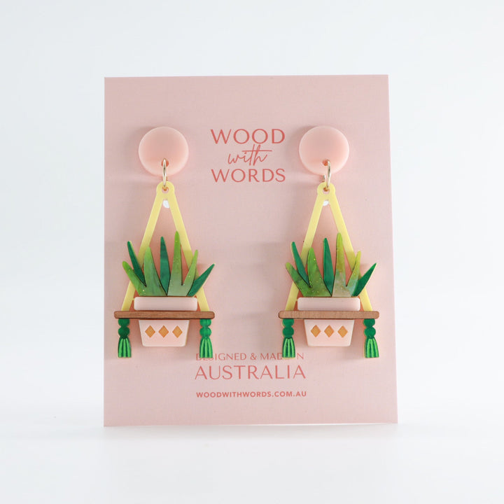 Aloe Vera Hanging Plant Dangle Earrings