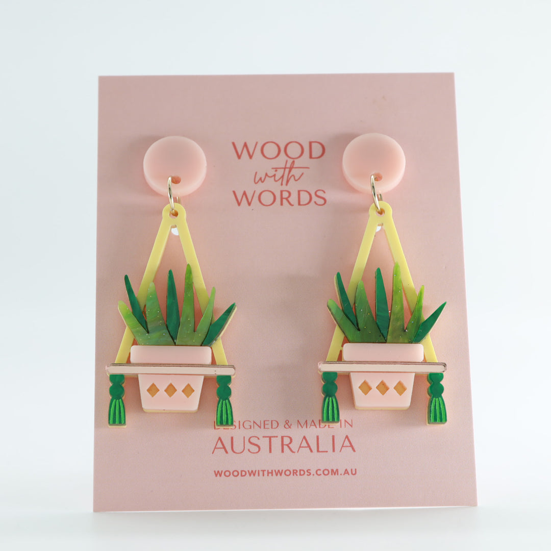 Aloe Vera Hanging Plant Dangle Earrings