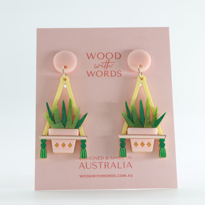 Aloe Vera Hanging Plant Dangle Earrings