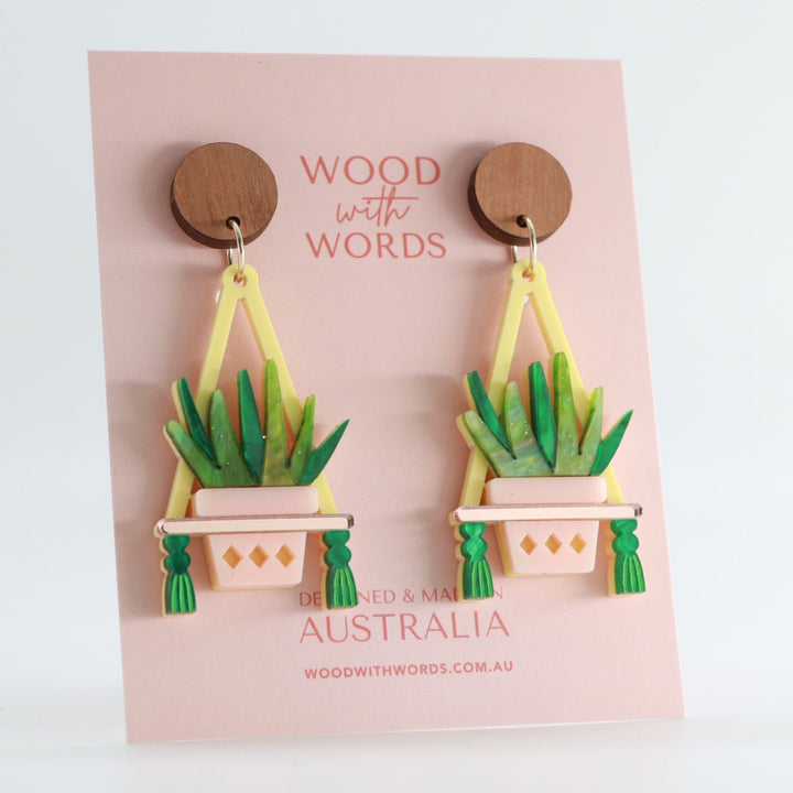 Aloe Vera Hanging Plant Dangle Earrings