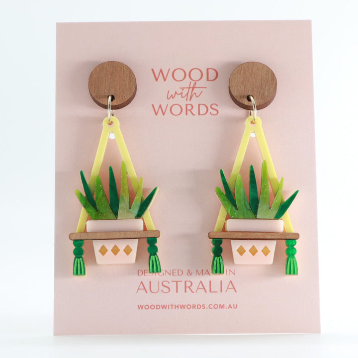Aloe Vera Hanging Plant Dangle Earrings