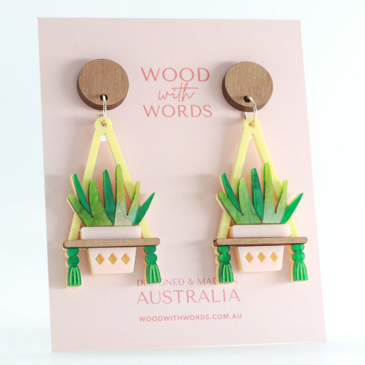 Aloe Vera Hanging Plant Dangle Earrings
