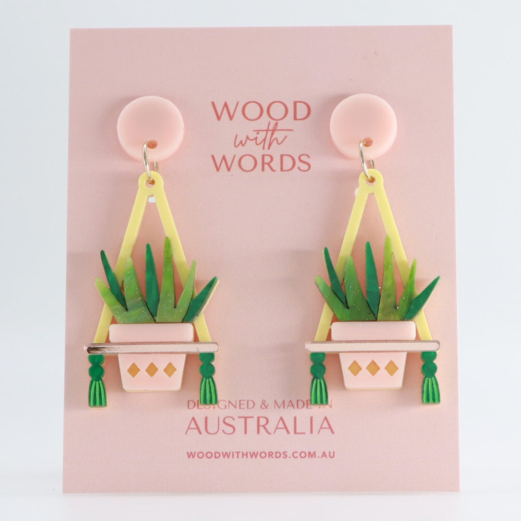 Aloe Vera Hanging Plant Dangle Earrings