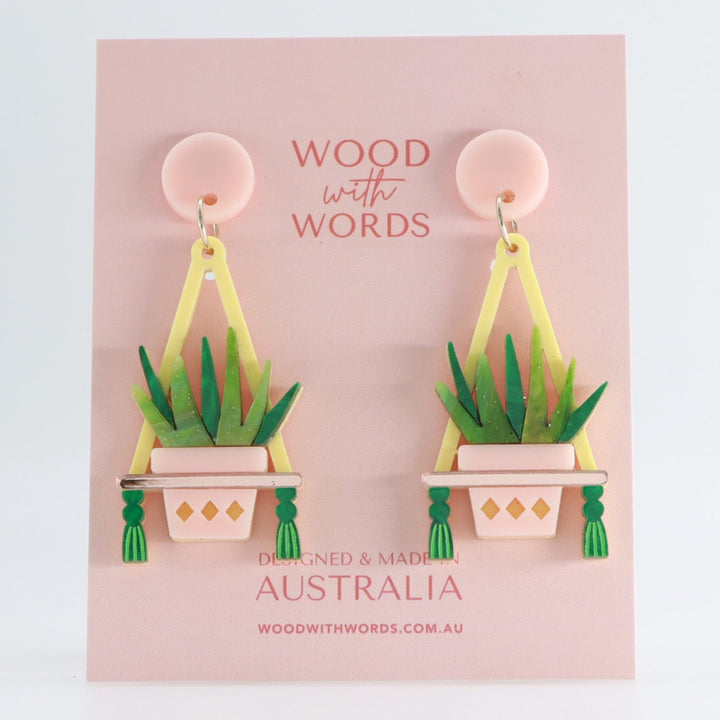 Aloe Vera Hanging Plant Dangle Earrings