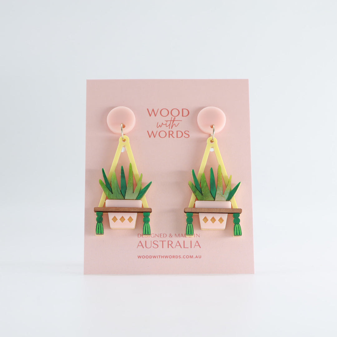Aloe Vera Hanging Plant Dangle Earrings