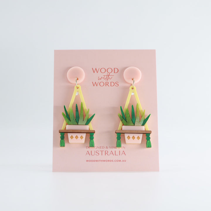 Aloe Vera Hanging Plant Dangle Earrings