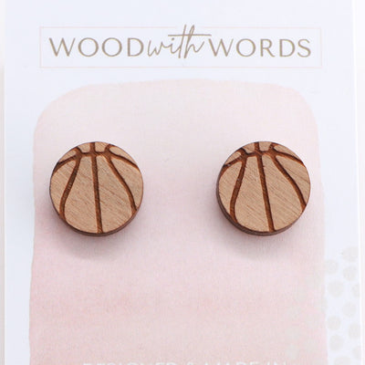 Basketball Wooden Stud Earrings