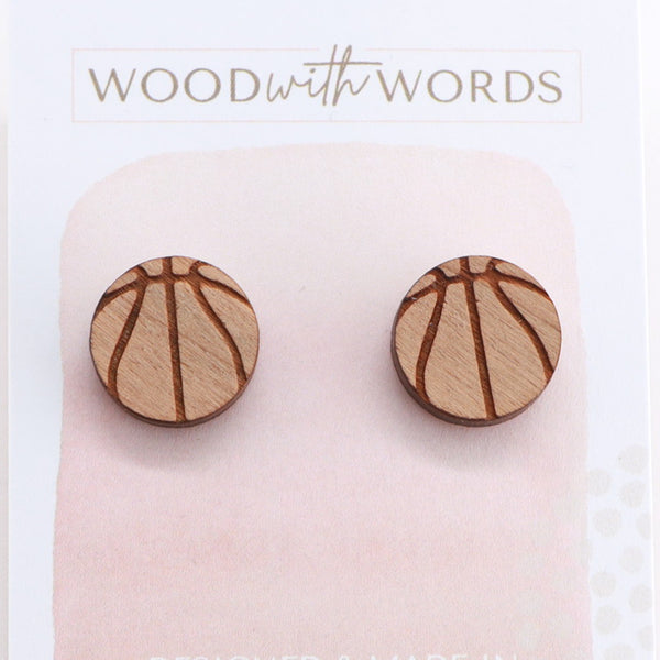 Basketball Wooden Stud Earrings