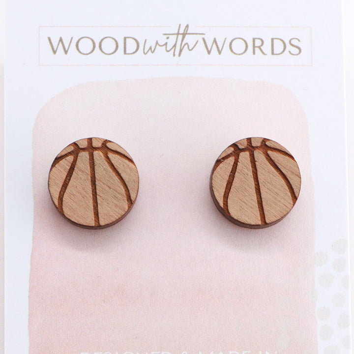Basketball Wooden Stud Earrings