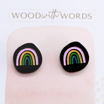 Black Rainbow Stud Earrings