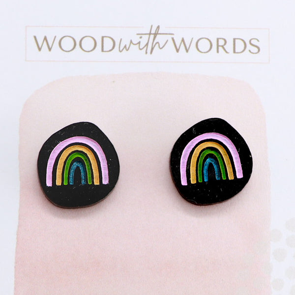 Black Rainbow Stud Earrings