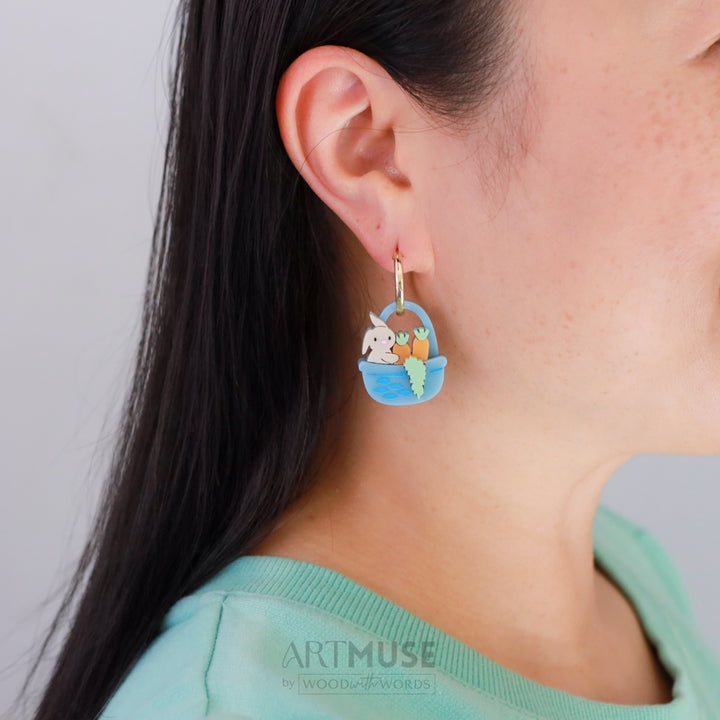 Bunny Carrot Basket Charm - Blue