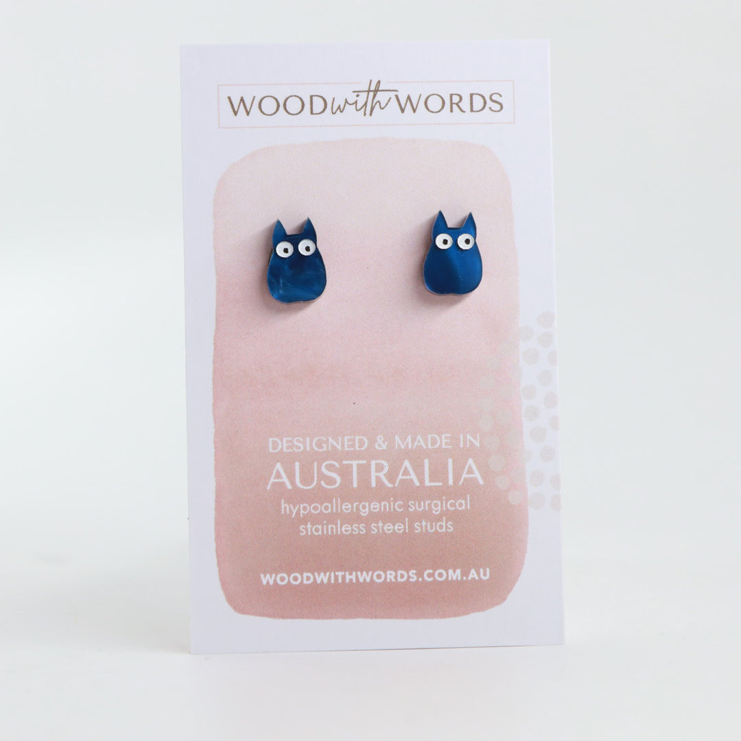 Forest Creature Blue Acrylic Stud Earrings