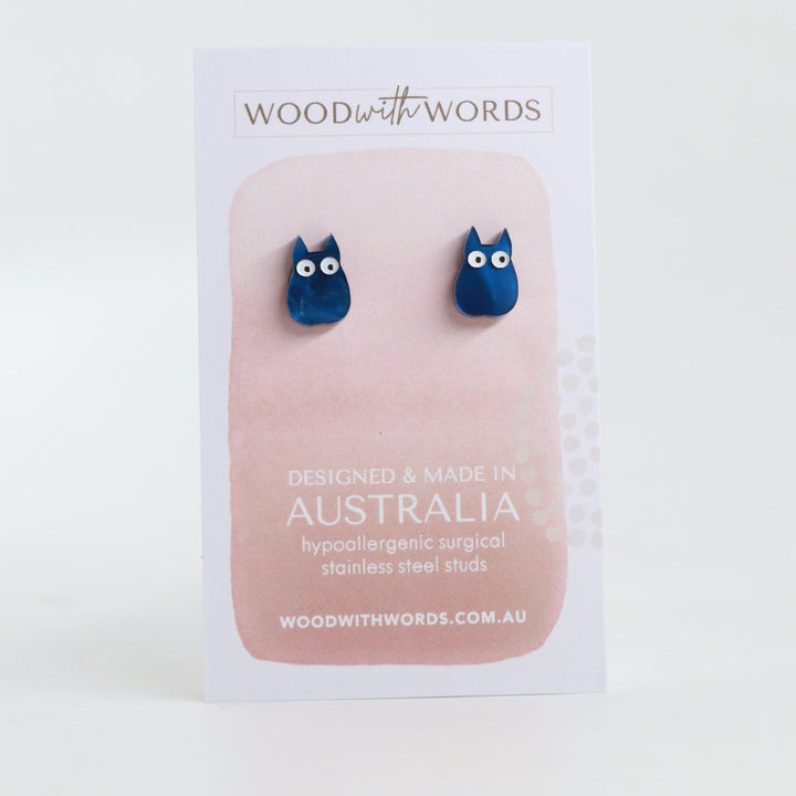 Forest Creature Blue Acrylic Stud Earrings