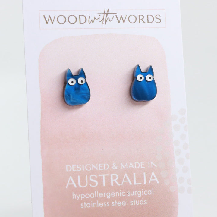 Forest Creature Blue Acrylic Stud Earrings