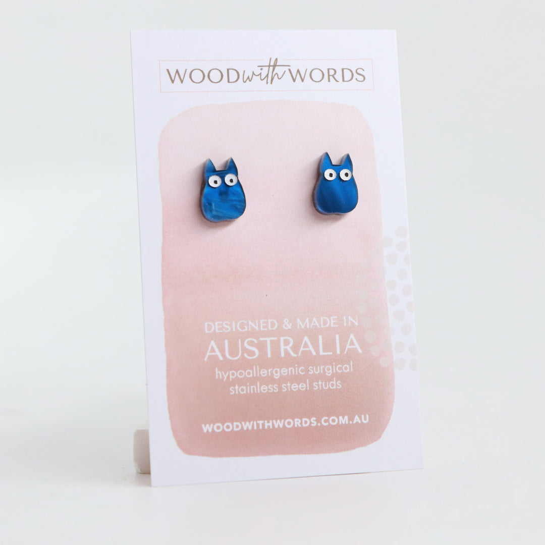Forest Creature Blue Acrylic Stud Earrings