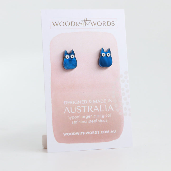 Forest Creature Blue Acrylic Stud Earrings