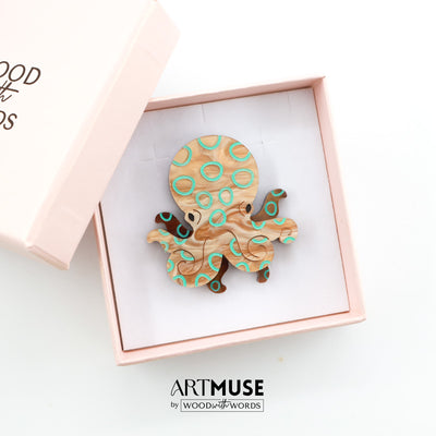 Blue Ringed Octopus Brooch
