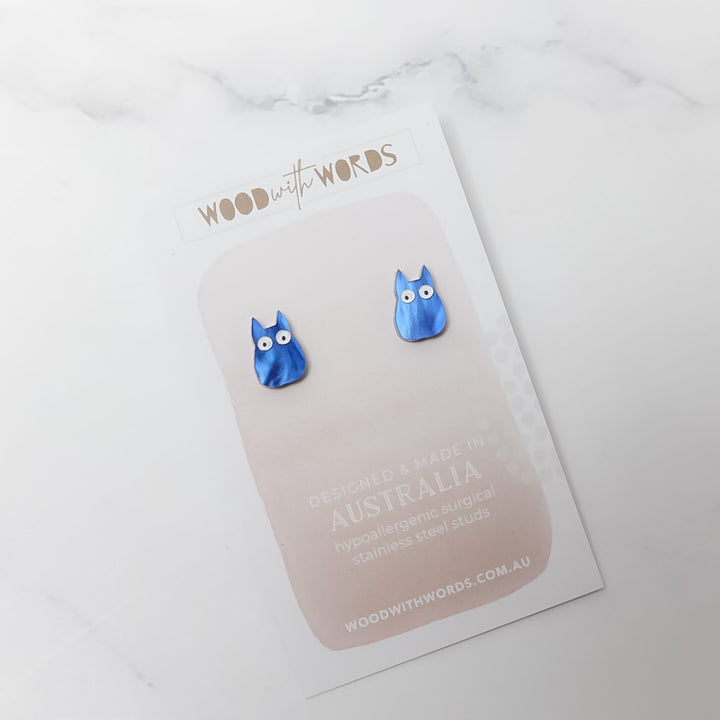 blue totoro earrings. Ghibli anime fan accessories