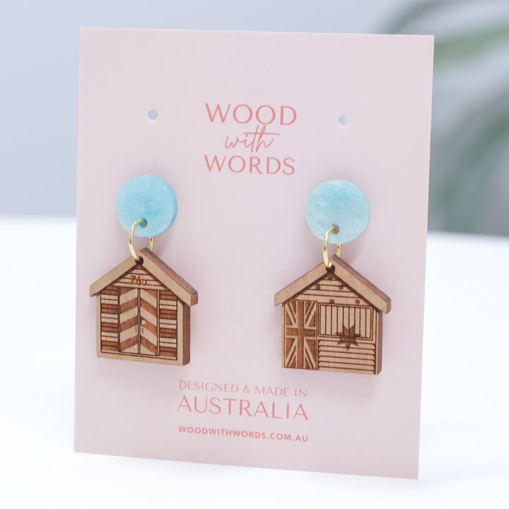 Brighton Bathing Boxes Stud Dangle Earrings