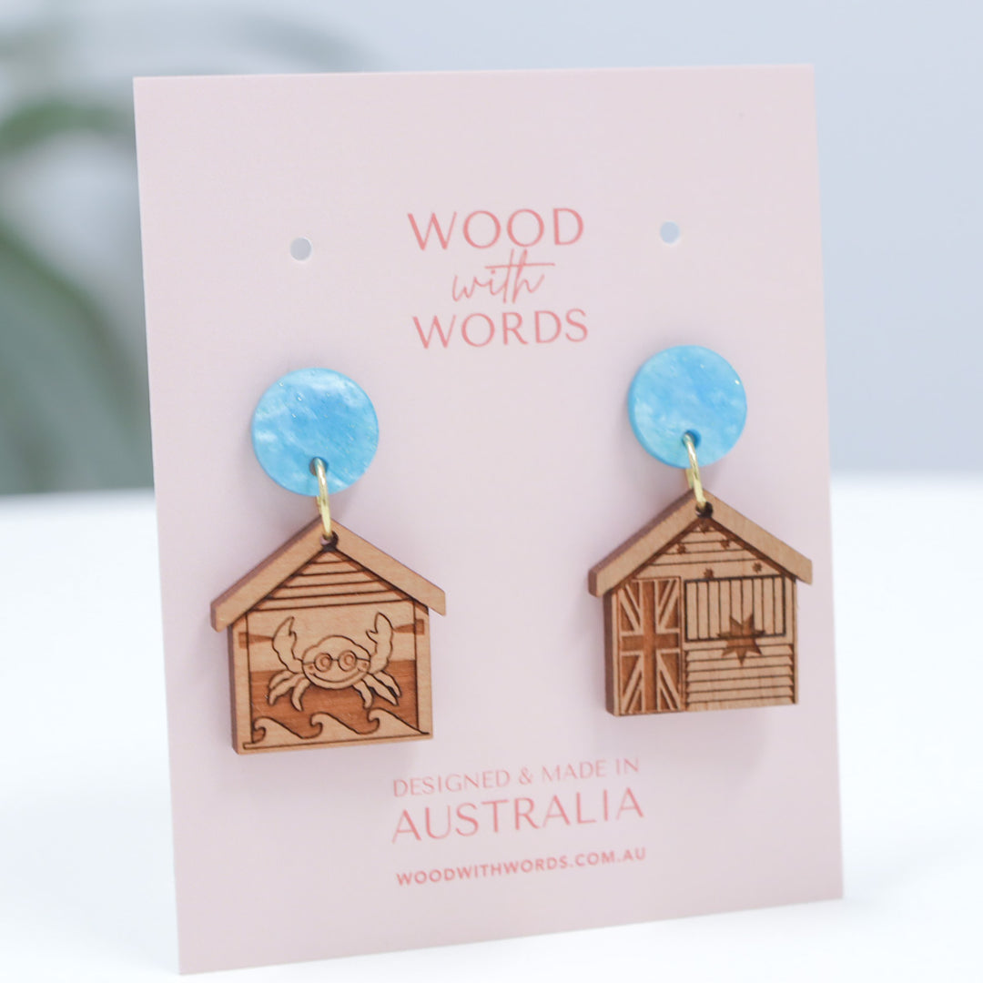 Brighton Bathing Boxes Stud Dangle Earrings