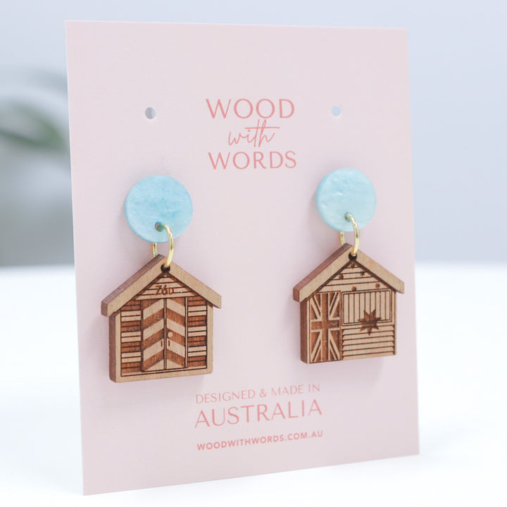 Brighton Bathing Boxes Stud Dangle Earrings
