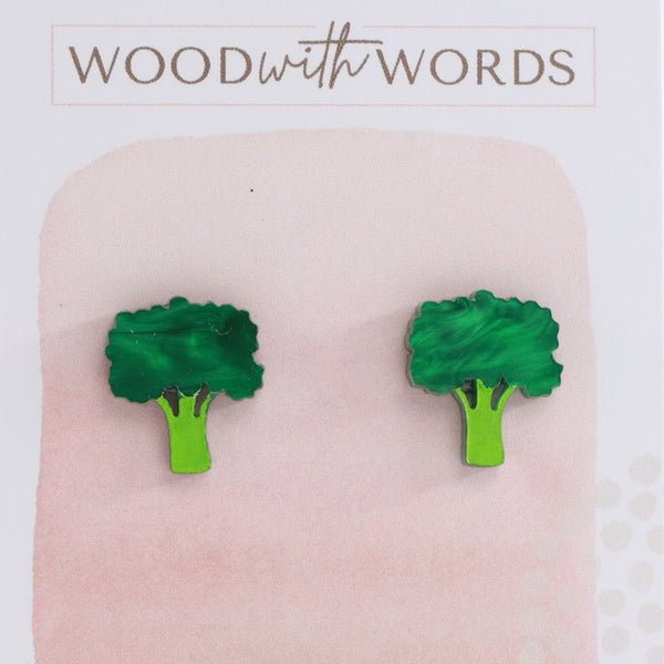 Broccoli Acrylic Stud Earrings