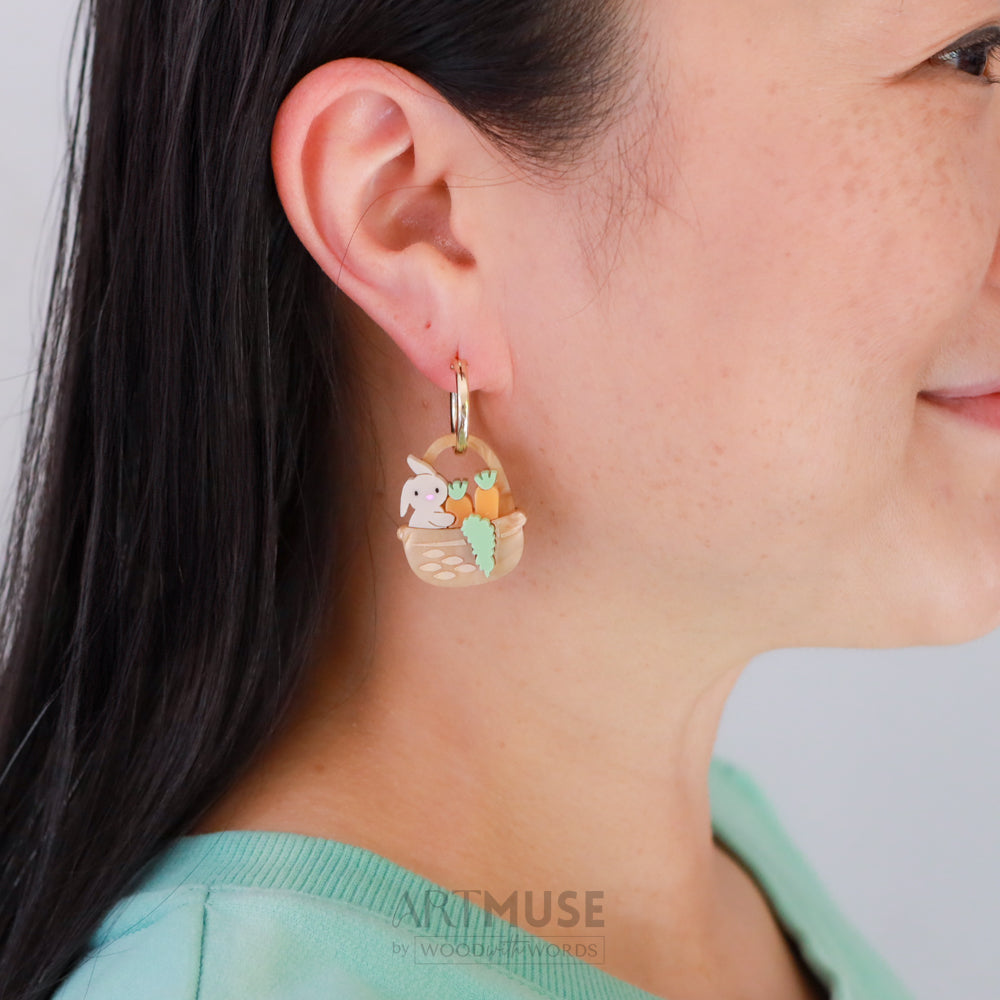 Bunny Carrot Basket Charm - Brown