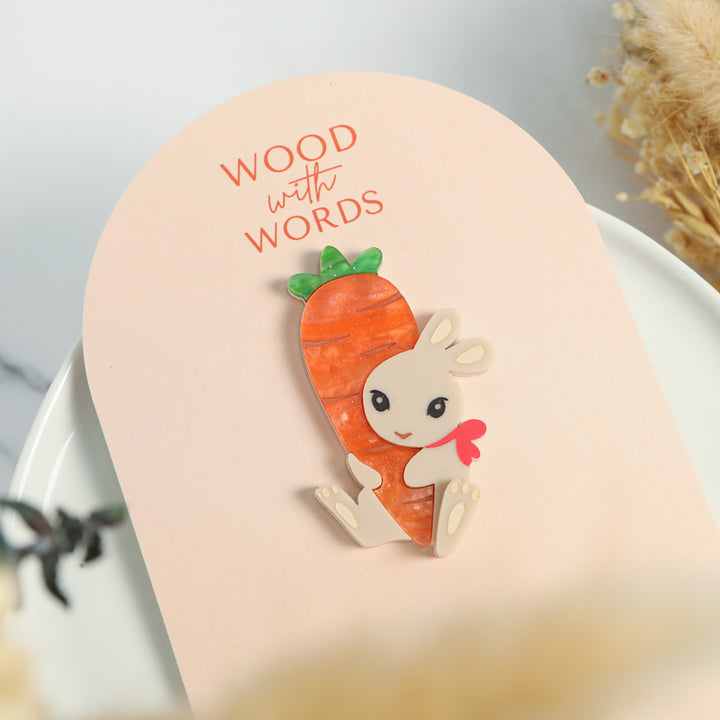 Cuddle Carrot Bunny Easter Brooch