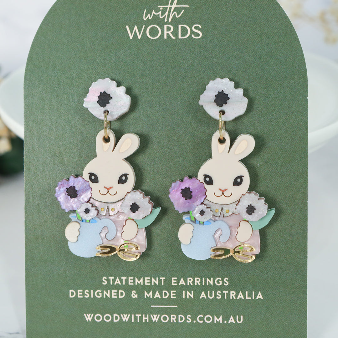 Bunny Flower Dangle Earrings