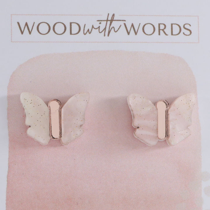 Shimmer Butterfly Acrylic Stud Earrings