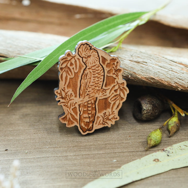 Black Cockatoo Wooden Pin