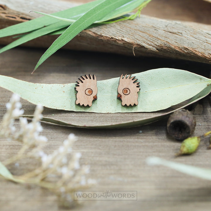 Cockatoo Wooden Stud Earrings