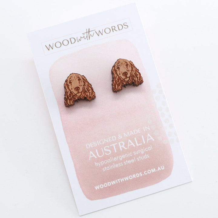 Cocker Spaniel Wooden Stud Earrings