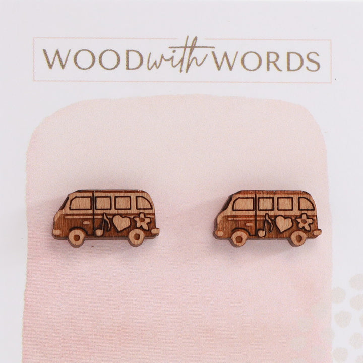 Combi Wooden Stud Earrings