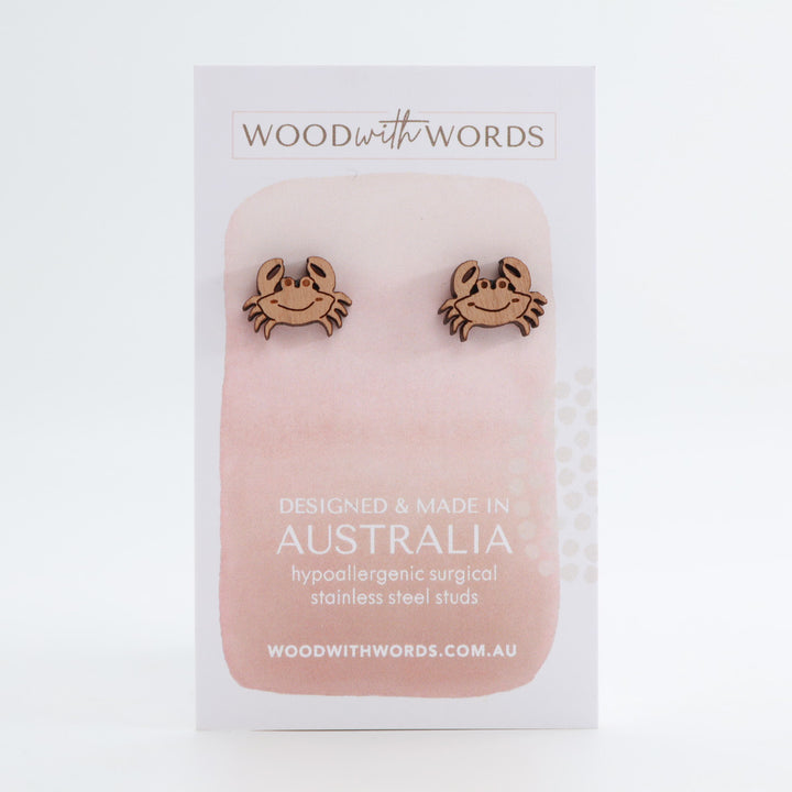 Crab Wooden Stud Earrings