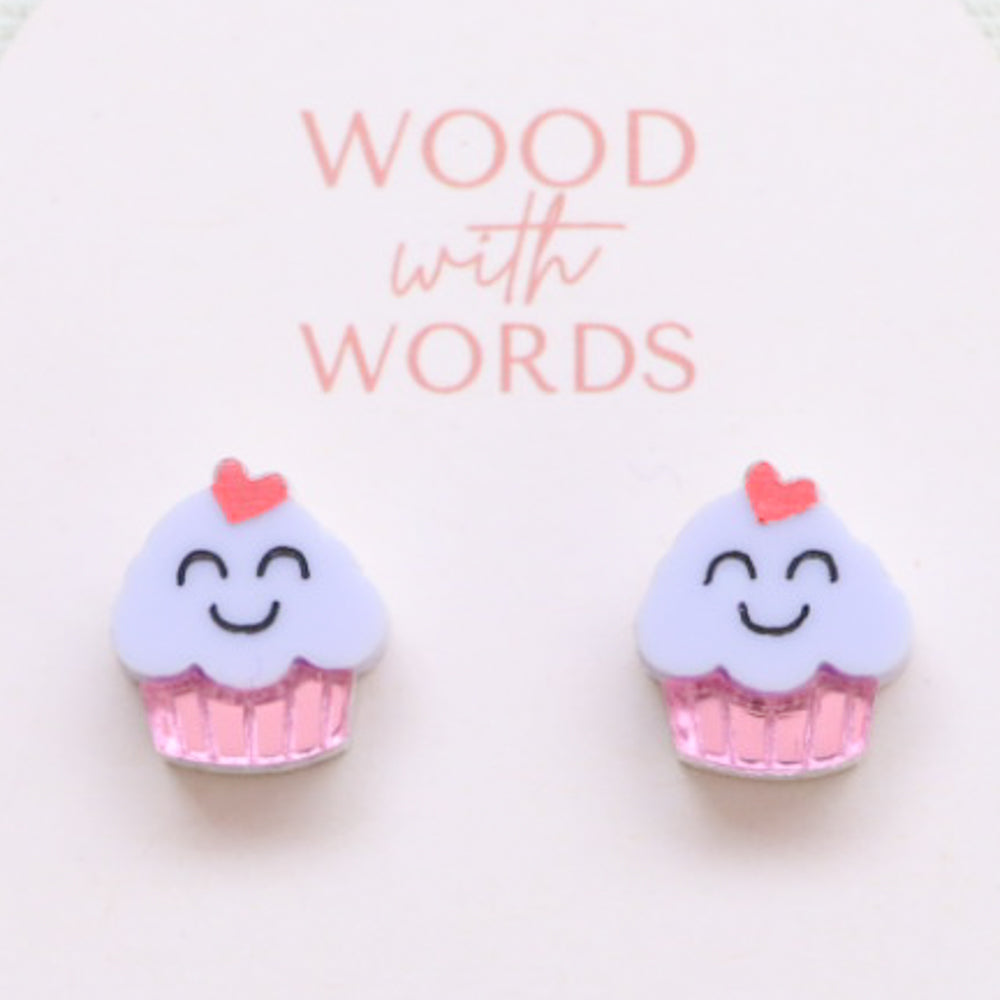 Cupcake Acrylic Stud Earrings