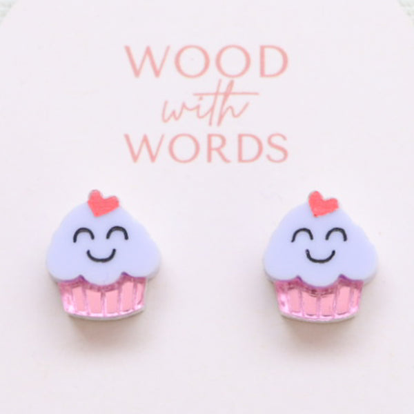 Cupcake Acrylic Stud Earrings