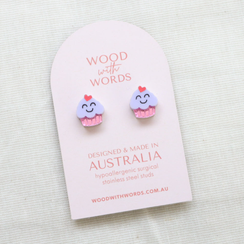 Cupcake Acrylic Stud Earrings