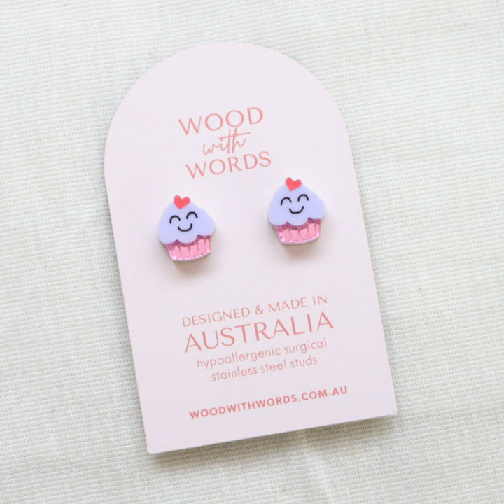 Cupcake Acrylic Stud Earrings